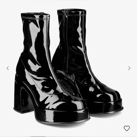 NWT Jimmy Choo Black Stretch Patent Fabric Ankle Boots- Hadi AB - Picture 3 of 11